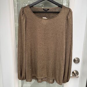 NWT George M Gold/Bronze Blouse, Shimmer Fabric w some Sheerness, Blouson Sleeve